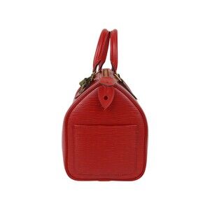 Louis Vuitton Bag Red Handbag Tote Speedy Epi Leather Castilian